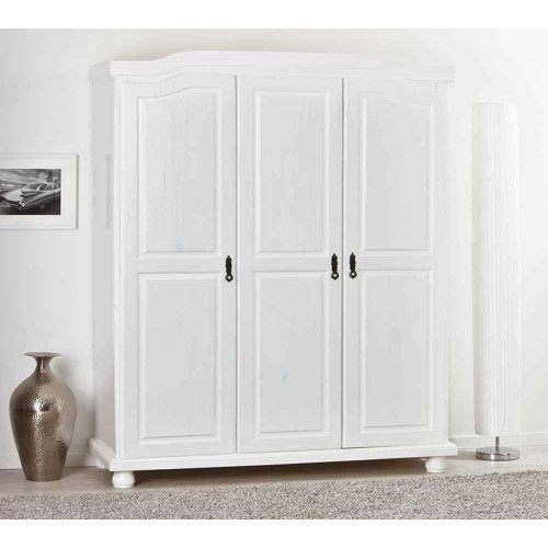 Armadio a 3 Ante Bianco Legno Appendiabiti Mobile Camera Letto Cabina Guardaroba