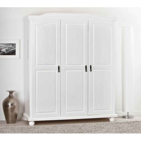 Armadio a 3 Ante Bianco Legno Appendiabiti Mobile Camera Letto Cabina Guardaroba