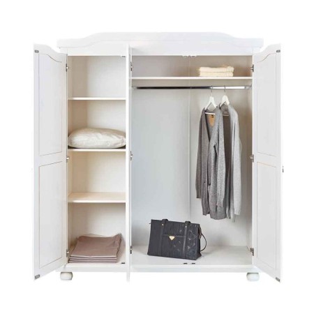 Armadio a 3 Ante Bianco Legno Appendiabiti Mobile Camera Letto Cabina Guardaroba
