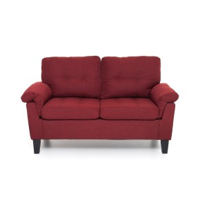 Divanetto Due Posti in Legno e Tessuto Rosso da Salotto Sofa 145 cm Lunghezza 2
