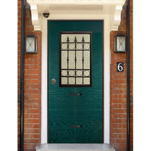 Porta Blindata con Vetro Pannello per Esterno Verde Portoncino di Ingresso