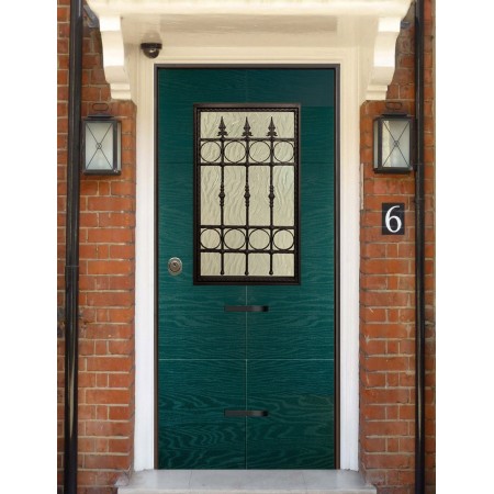 Porta Blindata con Vetro Pannello per Esterno Verde Portoncino di Ingresso