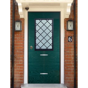 Porta Blindata con Vetro Pannello per Esterno Verde Portoncino di Ingresso 2