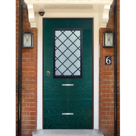 Porta Blindata con Vetro Pannello per Esterno Verde Portoncino di Ingresso