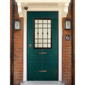 Porta Blindata con Vetro Pannello per Esterno Verde Portoncino di Ingresso
