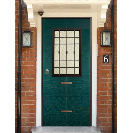 Porta Blindata con Vetro Pannello per Esterno Verde Portoncino di Ingresso