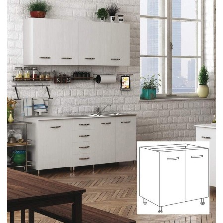 Mobile da cucina Sotto Lavello 2 Ante 80 cm Senza Lavello in Legno Bianco Basso