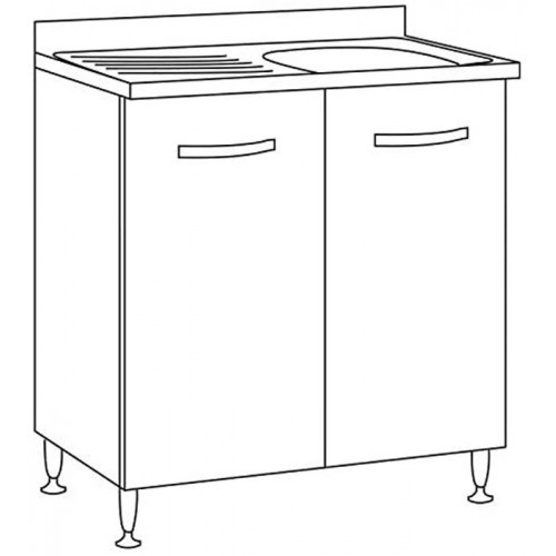 Mobile da cucina Sotto Lavello 2 Ante 80 cm Senza Lavello in Legno Bianco Basso