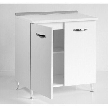 Base per Cucina 80 cm Larghezza in Legno Bianco Dispensa 2 Ante Componibile