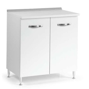 Base per Cucina 80 cm Larghezza in Legno Bianco Dispensa 2 Ante Componibile