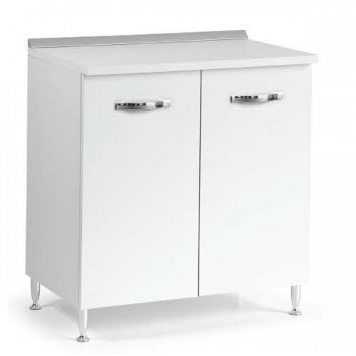 Base per Cucina 80 cm Larghezza in Legno Bianco Dispensa 2 Ante Componibile