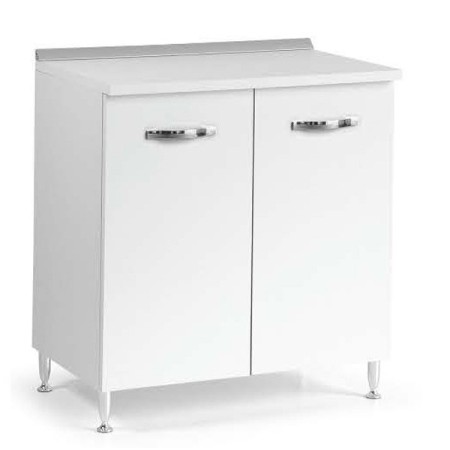Base per Cucina 80 cm Larghezza in Legno Bianco Dispensa 2 Ante Componibile