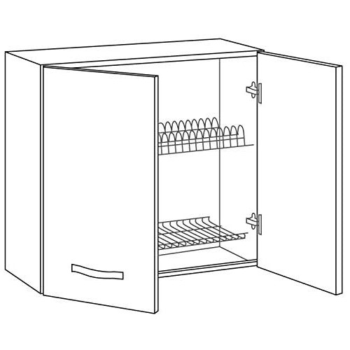 Pensile per Cucina Componibile Scolapiatti 80 cm Larghezza Legno Bianco Larice