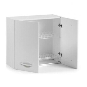 Pensile per Cucina Componibile Scolapiatti 80 cm Larghezza Legno Bianco Larice 2