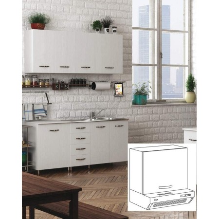 Pensile Sopra Cappa per Cucina Componibile 60 cm Larghezza Legno Bianco Larice