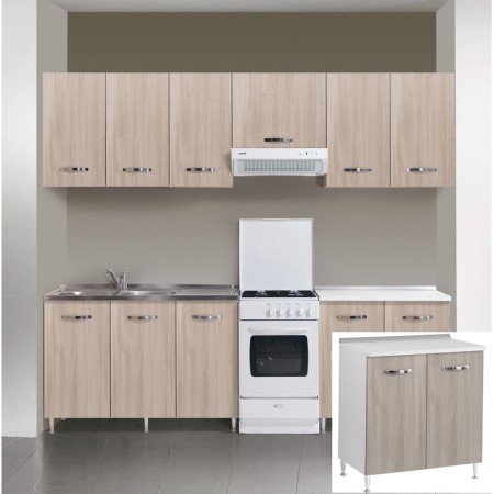 Mobile per Cucina Componibile in Legno Larice Grigio Dispensa 80 cm Larghezza