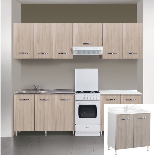 Sotto Lavello per Cucina Componibile in Legno Senza Lavello Larice Grigio 2 Ante