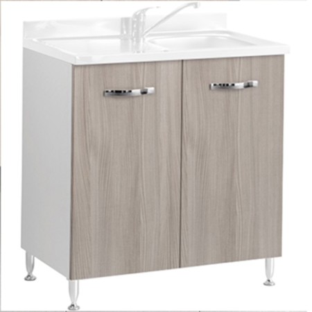 Sotto Lavello per Cucina Componibile in Legno Senza Lavello Larice Grigio 2 Ante