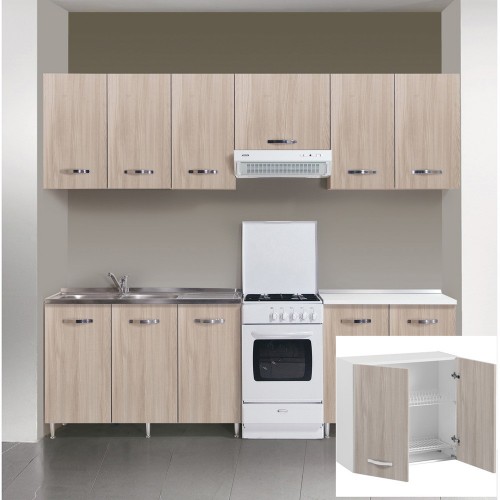 Scolapiatti per Cucina Componibile 80 Larghezza in Legno Pensile Larice Grigio