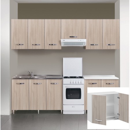 Scolapiatti per Cucina Componibile 80 Larghezza in Legno Pensile Larice Grigio