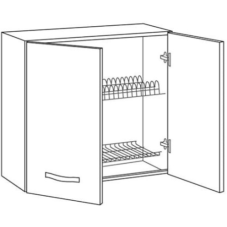 Scolapiatti per Cucina Componibile 80 Larghezza in Legno Pensile Larice Grigio