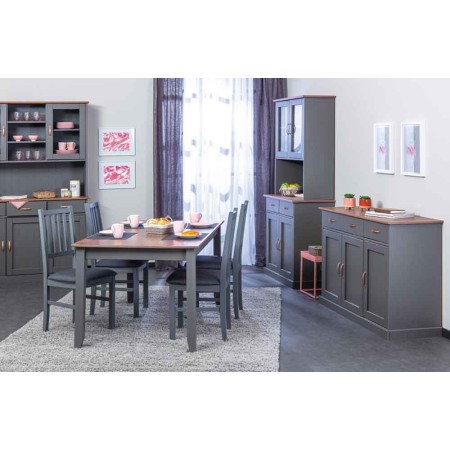 Mobile Grigio a 3 Ante 3 Cassetti Credenza in Legno Dispensa da Soggiorno Cucina