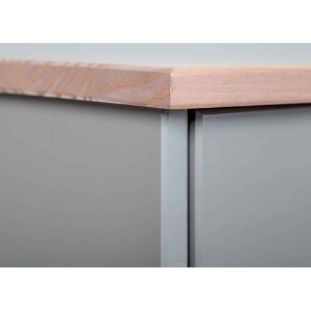 Mobile Grigio a 3 Ante 3 Cassetti Credenza in Legno Dispensa da Soggiorno Cucina