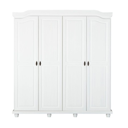 Armadio a 4 Ante Bianco Legno Appendiabiti Mobile Camera Letto Cabina Guardaroba