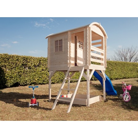 Casetta in Legno per Bambini Torretta Palafitta Scivolo Parco Giochi da Giardino