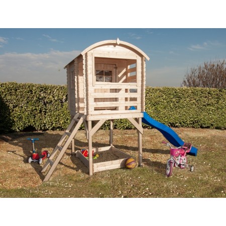 Casetta in Legno per Bambini Torretta Palafitta Scivolo Parco Giochi da Giardino
