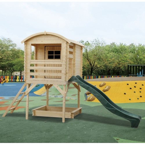 Casetta in Legno per Bambini Torretta Palafitta Scivolo Parco Giochi da Giardino