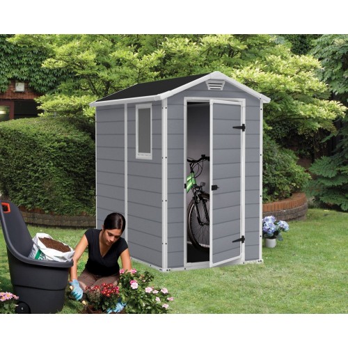 Box per Esterno Keter Armadio Porta Attrezzi da Giardino Grigio in Resina PVC