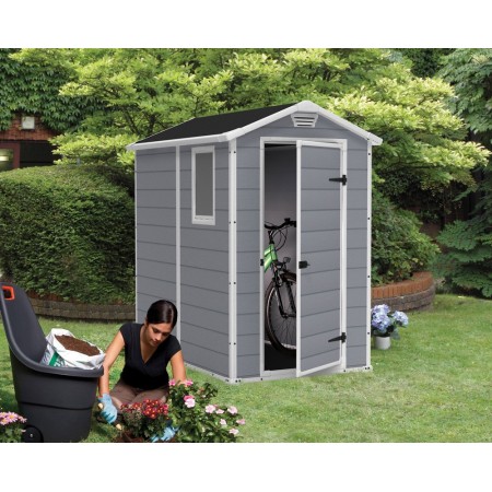 Box per Esterno Keter Armadio Porta Attrezzi da Giardino Grigio in Resina PVC