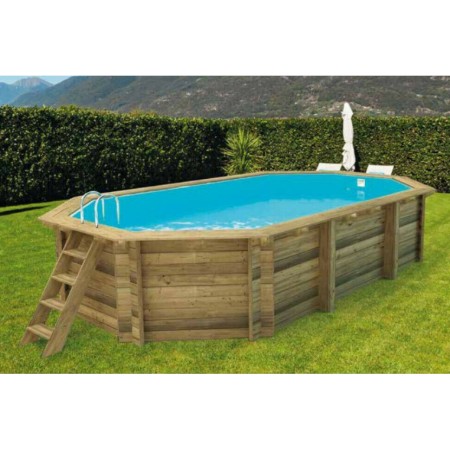 Piscina Fuoriterra in Legno 486x336 Ottagonale con Filtro Liner Skimmer Scaletta
