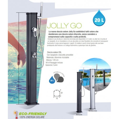 Doccia Riscaldamento Solare 20 litri Inox in Alluminio Giardino Esterno Piscina