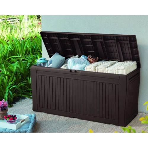 Baule Cassapanca Contenitore con Seduta Ruote Resina Giardino Esterno Plastica