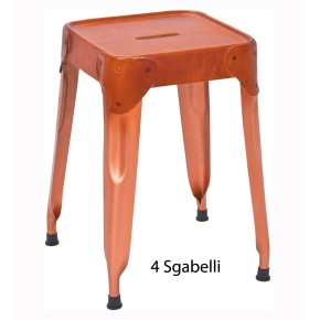 4 Sgabelli Bassi in Metallo Ecopelle Industrial Moderni Design da Cucina Bar