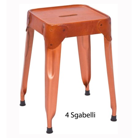 4 Sgabelli Bassi in Metallo Ecopelle Industrial Moderni Design da Cucina Bar