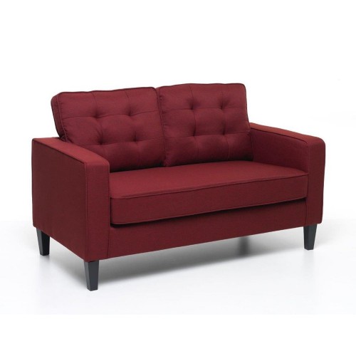 Divano 2 Posti Rosso Relax da Salotto 145 cm Economico Imbottito in Tessuto