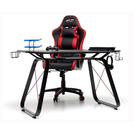 Scrivania da Gaming Nera Tavolo Gamer Pc Computer Postazione Moderna Cameretta