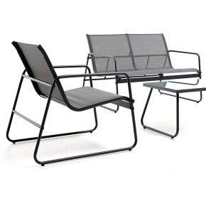 Salotto in Ferro Nero Giardino Divano Poltrone Tavolino Caffe Salottino Esterno 2