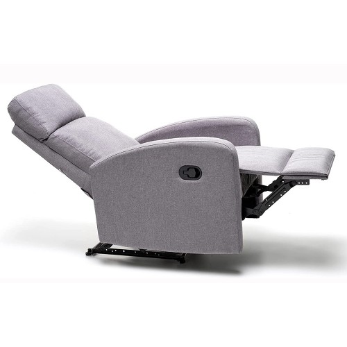 Poltrona Reclinabile Blu in Tessuto Relax Manuale Letto da Salotto Poggiapiedi