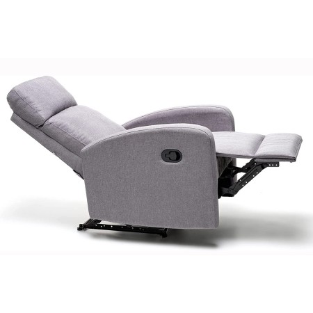 Poltrona Reclinabile Blu in Tessuto Relax Manuale Letto da Salotto Poggiapiedi