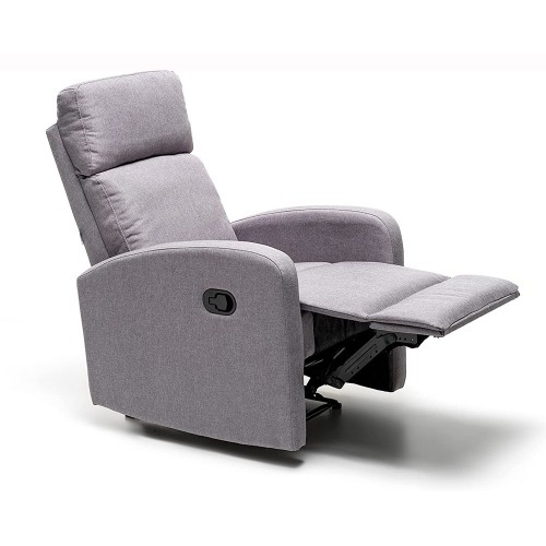Poltrona Reclinabile Blu in Tessuto Relax Manuale Letto da Salotto Poggiapiedi