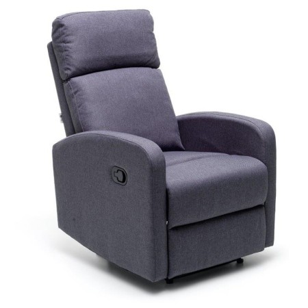 Poltrona Reclinabile Blu in Tessuto Relax Manuale Letto da Salotto Poggiapiedi