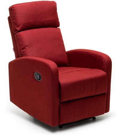 Poltrona Reclinabile Rossa in Tessuto Relax Manuale Letto da Salotto Poggiapiedi