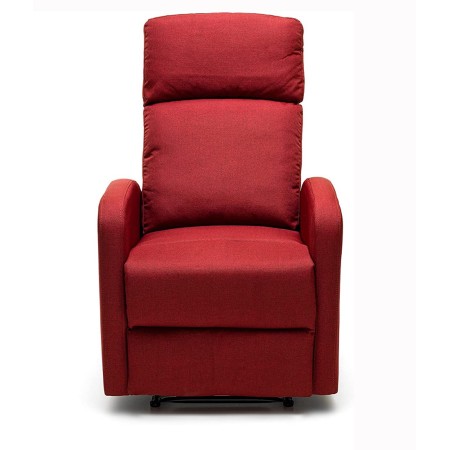 Poltrona Reclinabile Rossa in Tessuto Relax Manuale Letto da Salotto Poggiapiedi