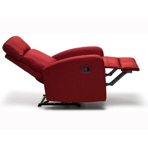 Poltrona Reclinabile Rossa in Tessuto Relax Manuale Letto da Salotto Poggiapiedi