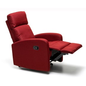 Poltrona Reclinabile Rossa in Tessuto Relax Manuale Letto da Salotto Poggiapiedi 2