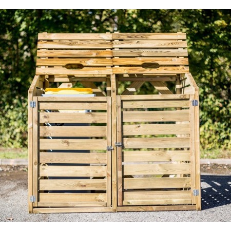 Armadio Basso in Legno 2 Ante Mobile per Secchi Raccolta Differenziata Giardino